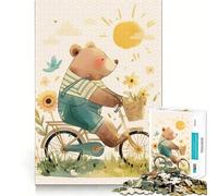 Puzzle de 1000 pièces - Ours sur un vélo - Coupe précise - Amusant à penser - Favorise la concentration - Élément de décoration de Noël relaxant pour la maison (38 x 26 cm)