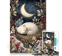 Puzzle de 1000 pièces Ourson endormi sous Un Croissant de Lune pour Adolescents, Jeu de logique Clair, Loisirs faciles, découpe Parfaite, Cadeau d'anniversaire 38x52cm