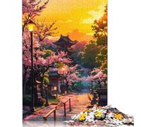 Puzzle de 1000 pièces « Pagode au Coucher du Soleil » (38 x 26 cm) - Jeu de Puzzle décoratif - Cadeau d'anniversaire idéal pour Adultes et Adolescents