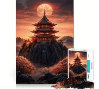 Puzzle de 1000 pièces Pagode au Sommet d'une Montagne pour Adultes, Jeu Intelligent et Amusant à Assembler Ensemble, Cadeau de Saison (50x75cm)