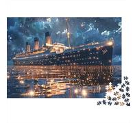 Puzzle de 1000 pièces « Palier de Nuit » avec Reflets Nocturnes dans Une Ville étoilée. Jeu éducatif pour Adultes, Belle décoration, Niveau de difficulté 38 x 26 cm.