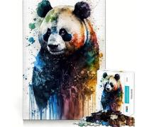 Puzzle de 1000 pièces Panda à l'aquarelle pour Adultes et Adolescents Jeu de réflexion Anti-Stress Cadeau attentionné (38x26cm)
