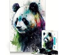 Puzzle de 1000 pièces Panda à l'aquarelle pour Adultes Jeu de logique Fine et Silencieux Bords Nets Cadeau mémorable (50x75cm)
