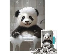 Puzzle de 1000 pièces Panda à l'heure du Bain Jeu éducatif Stimulant Amusant et Humoristique pour Les Jeux (Dimensions 38x52cm)