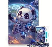 Puzzle de 1000 pièces Panda Astronaute dans l'espace,Casse-tête logique aux Bords Fins,Jeu de Loisirs,Cadeau d'anniversaire Amusant (50x75cm)