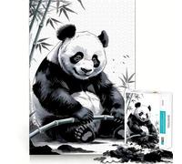 Puzzle de 1000 pièces Panda avec Bambou Illustration Idéal pour Adolescents Casse-tête et détente Cadeau de qualité supérieure (38x26cm)