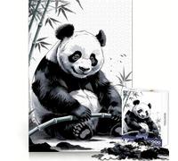 Puzzle de 1000 pièces Panda avec Bambou Illustration Idéal pour Adolescents Casse-tête et détente Cadeau de qualité supérieure (38x26cm)