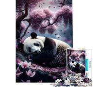 Puzzle de 1000 pièces Panda Dormant dans Une Cerise Activités Amusantes à la Maison Défi Difficile Jouet Anti-Stress pour Les 14 Ans et Plus (38x52cm)