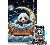 Puzzle de 1000 pièces Panda Dormant sur Un Croissant de Lune pour Adultes et Adolescents, Jeu de logique, détente, découpe de précision, (38x26cm)
