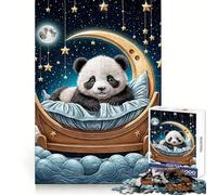Puzzle de 1000 pièces Panda Dormant sur Un Croissant de Lune pour Adultes et Adolescents, Jeu de logique, détente, découpe de précision, (38x26cm)