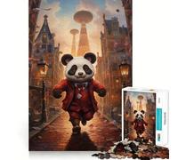 Puzzle de 1000 pièces Panda en Costume Rouge pour Adultes Jeu de logique et de détente Bords Lisses (38x52cm)