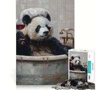 Puzzle de 1000 pièces Panda en Verre à vin Rouge pour Adolescents Jeu de logique et de détente Découpe précise (50x75cm)