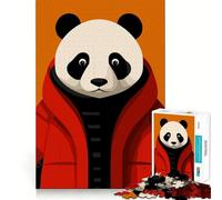 Puzzle de 1000 pièces Panda en Veste Rouge pour Adolescents Stimule la mémoire Design apaisant et Amusant Cadeau élégant (38x52cm)