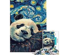Puzzle de 1000 pièces Panda endormi sous Un Ciel étoilé Stimule Le Cerveau Décoration intérieure Jeu Familial pour Les 14 Ans et Plus (38x26cm)