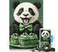 Puzzle de 1000 pièces Panda et Trèfle Vert pour Adultes Jeu de réflexion Anti-anxiété Bords précis Cadeau attentionné (38x52cm)