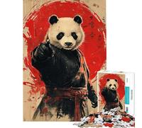 Puzzle de 1000 pièces Panda Guerrier pour Adolescents Puzzle Poster pour Adultes Jeux relaxants Cadeaux pour Femmes Cadeaux d'anniversaire et de Noël Uniques (Taille 50x75cm)