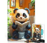 Puzzle de 1000 pièces Panda lisant Le Journal aux Toilettes, idéal pour Les Adolescents, améliore la mémoire, Passe-Temps Silencieux, Cadeau d'anniversaire aux Bords précis (50x75cm)