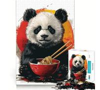 Puzzle de 1000 pièces Panda Mangeant des Ramen Cadeau pour Adultes Jeu de réflexion Loisirs et Divertissement Qualité supérieure Joli présent (38x26cm)