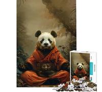 Puzzle de 1000 pièces Panda Moine Mystique Méditation Jouet addictif pour cultiver la Patience Jeu éducatif Anti-Stress Cadeau d'anniversaire (Dimensions 38x26cm)