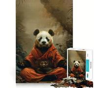 Puzzle de 1000 pièces Panda Moine Mystique Méditation pour Adolescents Puzzle cérébral Relaxant Cadeau de qualité supérieure (38x26cm)