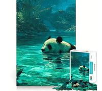 Puzzle de 1000 pièces Panda nageant dans Une Eau Turquoise Jouet pour Adolescents Wise Think Objet de Collection Artistique, Calme et Amusant (38x26cm)