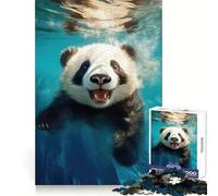 Puzzle de 1000 pièces Panda Nageur pour Adultes, Jeu Mental apaisant et Amusant, découpe de qualité supérieure, Cadeau d'anniversaire 50x75cm