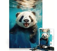 Puzzle de 1000 pièces Panda Nageur pour Adultes, Jeu Mental apaisant et Amusant, découpe de qualité supérieure, Cadeau d'anniversaire 50x75cm