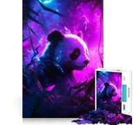 Puzzle de 1000 pièces Panda néon dans la forêt pour Adolescents Un Jeu créatif pour stimuler Le Cerveau, à Assembler en Famille (50x75cm)