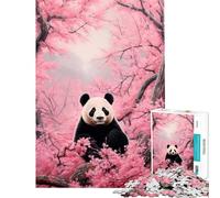 Puzzle de 1000 pièces Panda Perdu dans Les cerisiers en Fleurs Niveau Difficile et Stimulant Jeu Pratique pour Les 14 Ans et Plus 50x75cm
