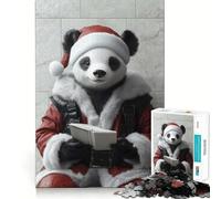 Puzzle de 1000 pièces Panda Père Noël pour Adultes, Jeu de réflexion et de Concentration, Amusant et Silencieux, Motif Vœux du Père Noël (38x52cm)