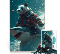 Puzzle de 1000 pièces Panda pour Adolescents, idéal pour se détendre et Lutter Contre Le Stress Découpe Lisse, Cadeau Artistique (38x52cm)