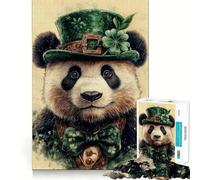 Puzzle de 1000 pièces Panda pour la Saint-Patrick, pour Adultes et Adolescents, Jeu d'adresse, Divertissement apaisant, Bords serrés, Cadeau pour Les fêtes (38x26cm)