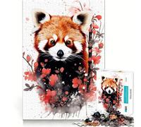 Puzzle de 1000 pièces Panda Roux à l'aquarelle pour Adultes Stimule la mémoire, apaise l'esprit, Design, Assemblage, Cadeau créatif (38x52cm)