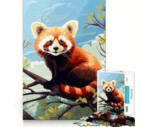 Puzzle de 1000 pièces Panda Roux, Animal Mignon, pour Adolescents, Jeu de logique mentale, Calme et précis, idéal pour Les vœux de Noël (38x26cm)