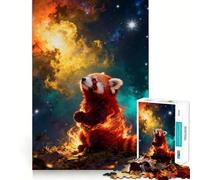 Puzzle de 1000 pièces Panda Roux dans l'espace avec du feu pour Adolescents, Jeu Intelligent, Jeu de Groupe, décoration Murale (50x75cm)