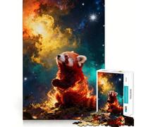 Puzzle de 1000 pièces Panda Roux dans l'espace avec du feu pour Adultes, idéal pour stimuler la mémoire, se détendre et créer Une Ambiance harmonieuse Cadeau d'anniversaire (38x52cm)