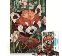 Puzzle de 1000 pièces Panda Roux dans Une forêt de bambous pour Adultes et Adolescents, Jeu d'adresse apaisant et Amusant, pour Les fêtes (50x75cm)