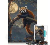 Puzzle de 1000 pièces Panda Roux, Lune, Arbre, Nuit, pour Adultes et Adolescents, Jeu intellectuel, à Faire à la Maison, qualité, découpe Classique, Cadeau (50x75cm)
