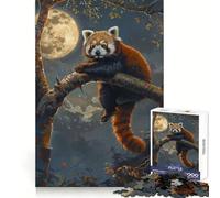 Puzzle de 1000 pièces Panda Roux, Lune, Arbre, Nuit, pour Adultes et Adolescents, Jeu intellectuel, à Faire à la Maison, qualité, découpe Classique, Cadeau (50x75cm)