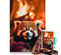 Puzzle de 1000 pièces Panda Roux près du feu pour Adultes Un Cadeau créatif, idéal pour développer sa mémoire et se détendre (38x26cm)