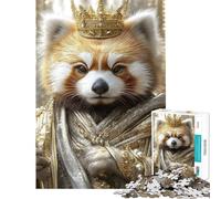 Puzzle de 1000 pièces Panda Roux Roi Puzzle Détente Jeu d'assemblage de Motifs Cadeau Unique pour Anniversaire et Noël (Dimensions 38x26cm)