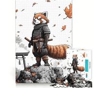 Puzzle de 1000 pièces Panda Roux samouraï au Sommet d'une Montagne pour Adolescents Jeu de logique Fine, Divertissement Relaxant, décoration Murale aux Bords Nets (38x52cm)