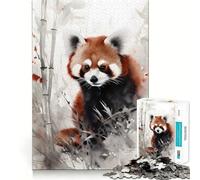 Puzzle de 1000 pièces Panda Roux Sauvage à l'encre pour Adultes,Exercice Mental Amusant,découpe Laser de qualité supérieure,activité relaxante en Groupe à l'intérieur (38x52cm)
