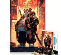 Puzzle de 1000 pièces Panda Samurai Street Art pour Adolescents Puzzle Relaxant et Artistique à Assembler Cadeau de qualité supérieure (50x75cm)