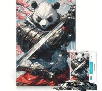 Puzzle de 1000 pièces Panda Samurai Sword pour Adultes et Adolescents, Jeu cérébral, Divertissement paisible, Bords tranchants, Cadeau mémorable (50x75cm)
