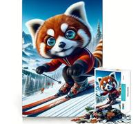 Puzzle de 1000 pièces Panda Skieur pour Adultes Un Casse-tête Relaxant et Amusant pour s'amuser et se détendre 38x52cm