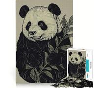 Puzzle de 1000 pièces Panda Souriant avec Feuilles pour Adolescents, Jouet cognitif, Plaisir Lent, Bords de qualité supérieure, Cadeau du Père Noël 38x52cm