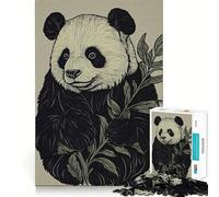 Puzzle de 1000 pièces Panda Souriant avec Feuilles pour Adultes, Sharp Logic, Jouet de Loisirs à Domicile, découpe précise, 50x75cm