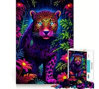 Puzzle de 1000 pièces Panthère Animal Néon pour Adultes et Adolescents Jeu de réflexion Anti-Stress Cadeau attentionné (50x75cm)