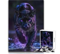 Puzzle de 1000 pièces Panthère Noire aux Yeux Brillants pour Adolescents - Jeu de développement de la logique pour des Moments mémorables - Dimensions:38x52cm